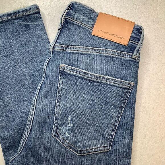 Citizens Of Humanity Rocket Ankle High Rise Skinny 25 Medium Distressed … - Picture 3 of 9
